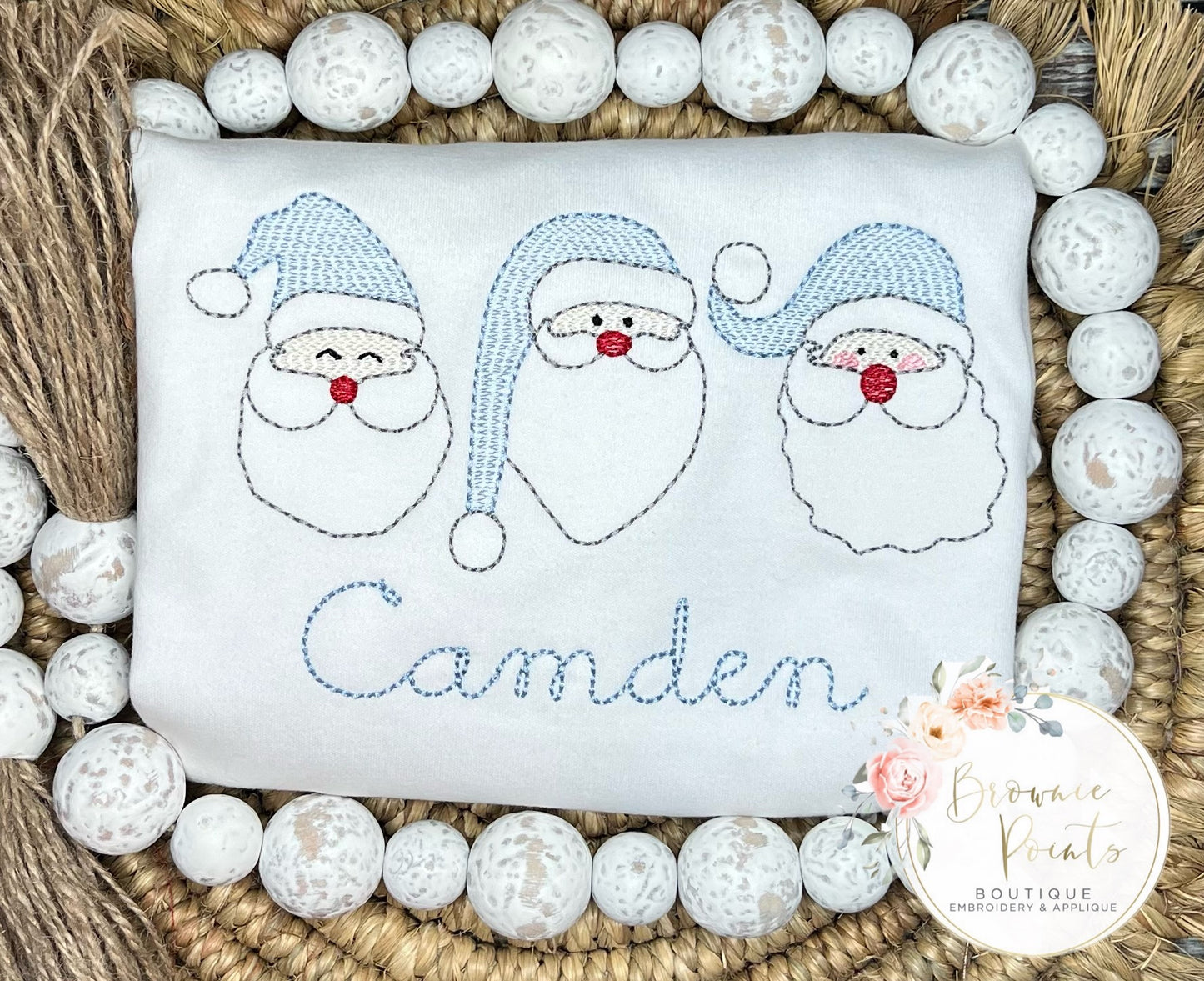 Christmas Blue Santa trio