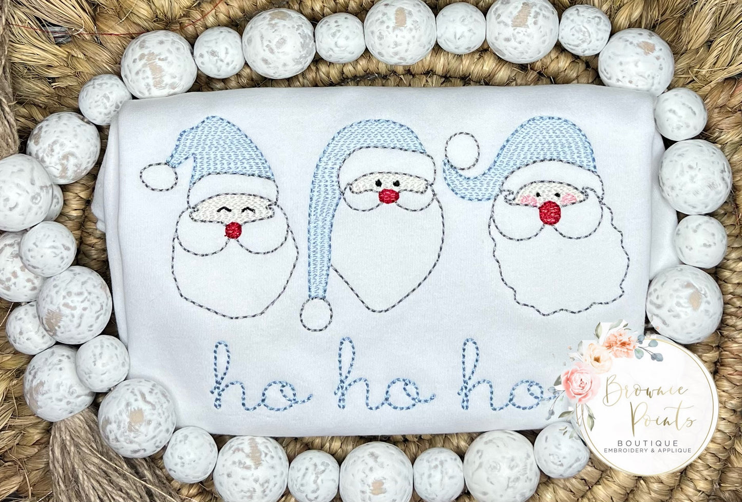 Christmas Blue Santa trio
