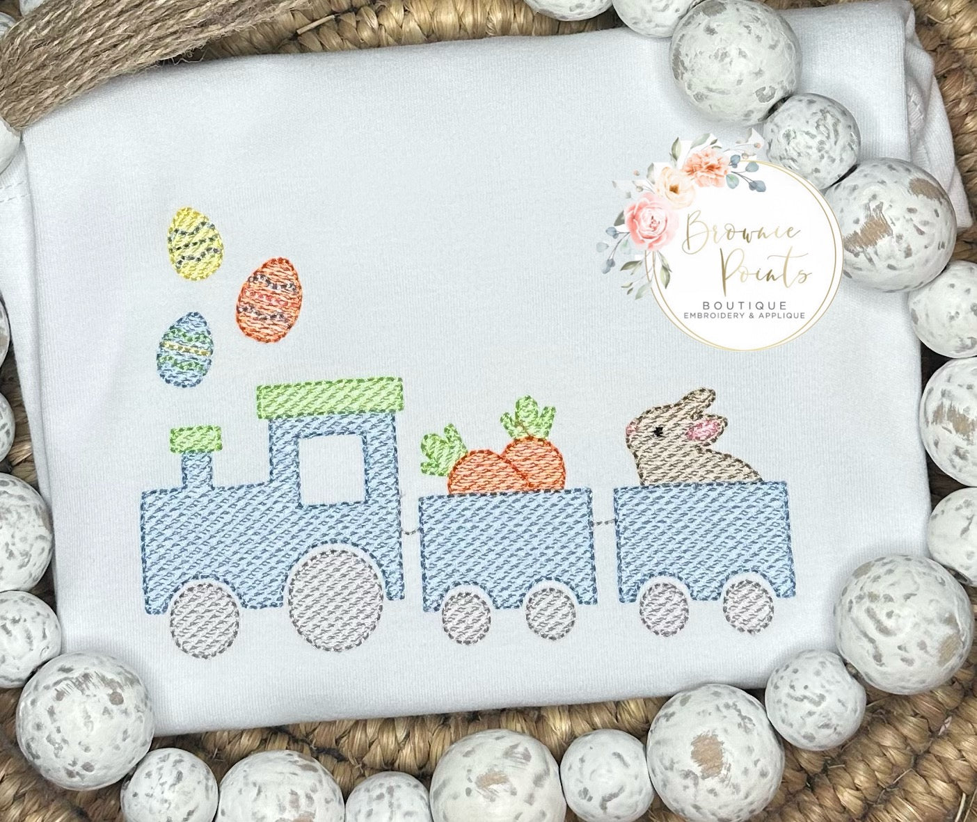 Easter train with eggs and bunny