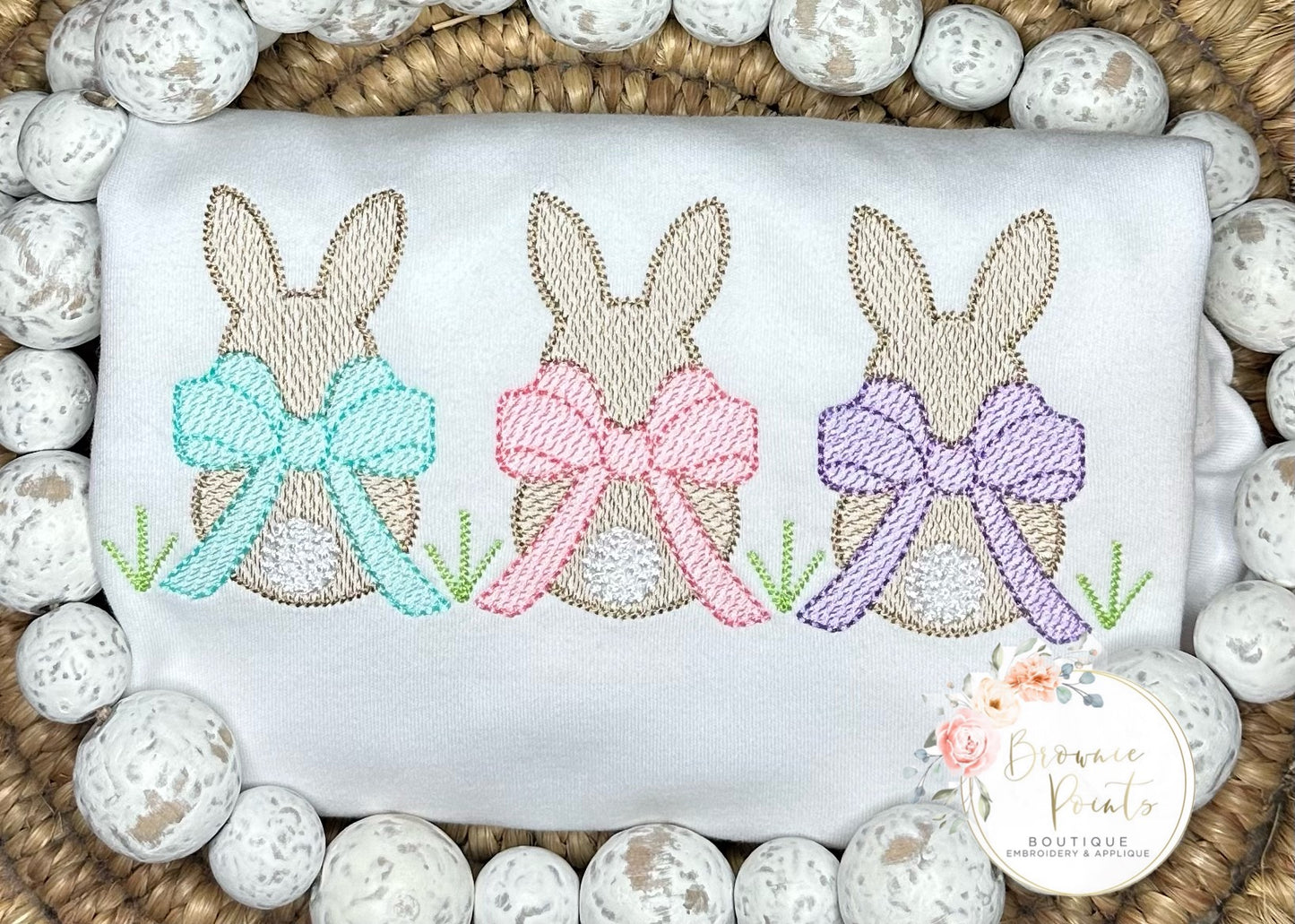 Easter bunny trio with bows