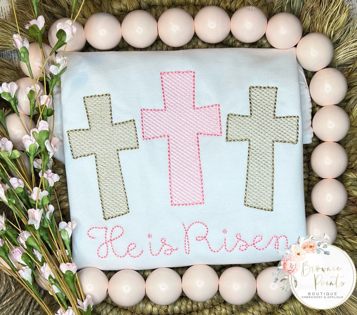 Easter Crosses-He is Risen-pink