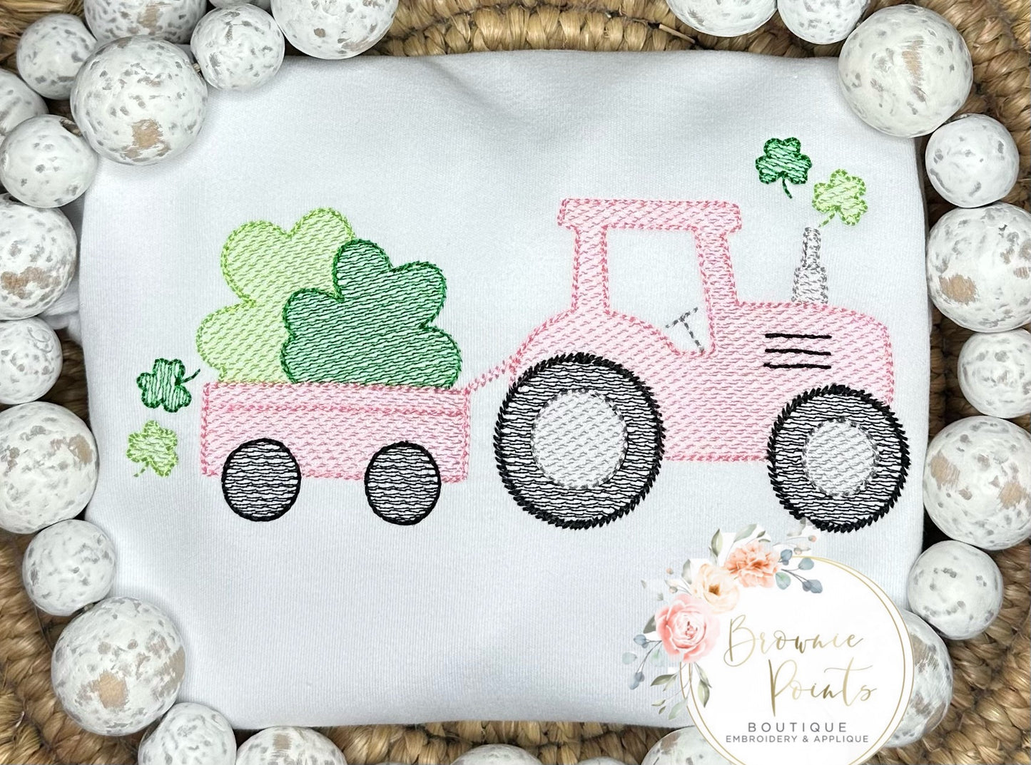 St Patrick’s day tractor-pink
