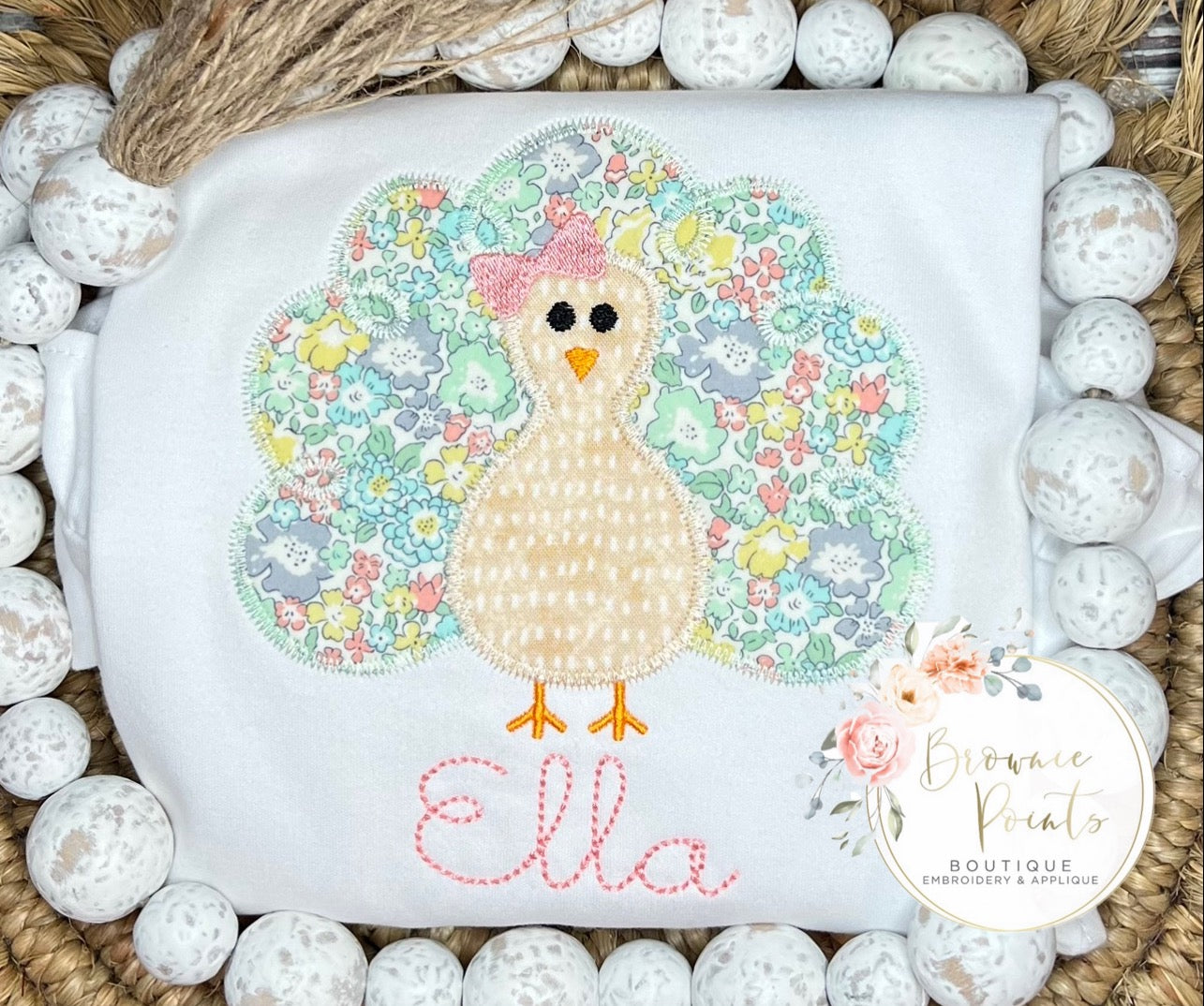 Thanksgiving Turkey appliqué w/Liberty fabric