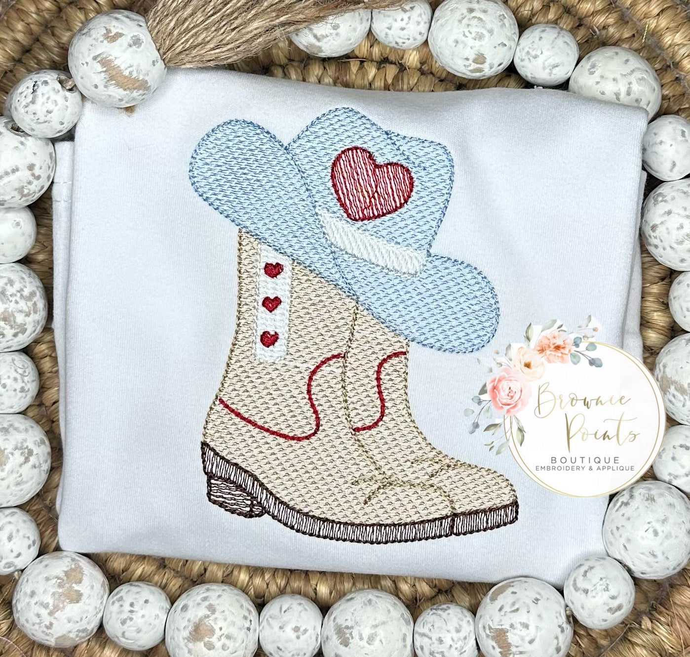 Valentine boots with cowboy hat