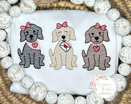 Valentine puppy trio w/bow