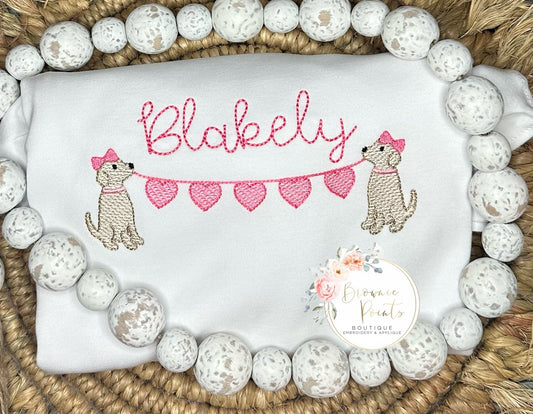 Valentine puppy bunting-pink