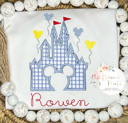 Magical castle applique -blue