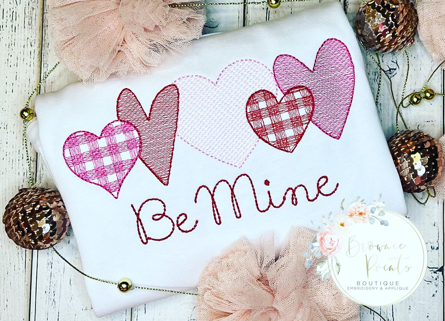 Valentine gingham heart patches