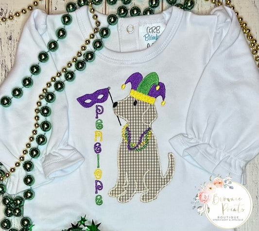 Mardi Gras Puppy Applique