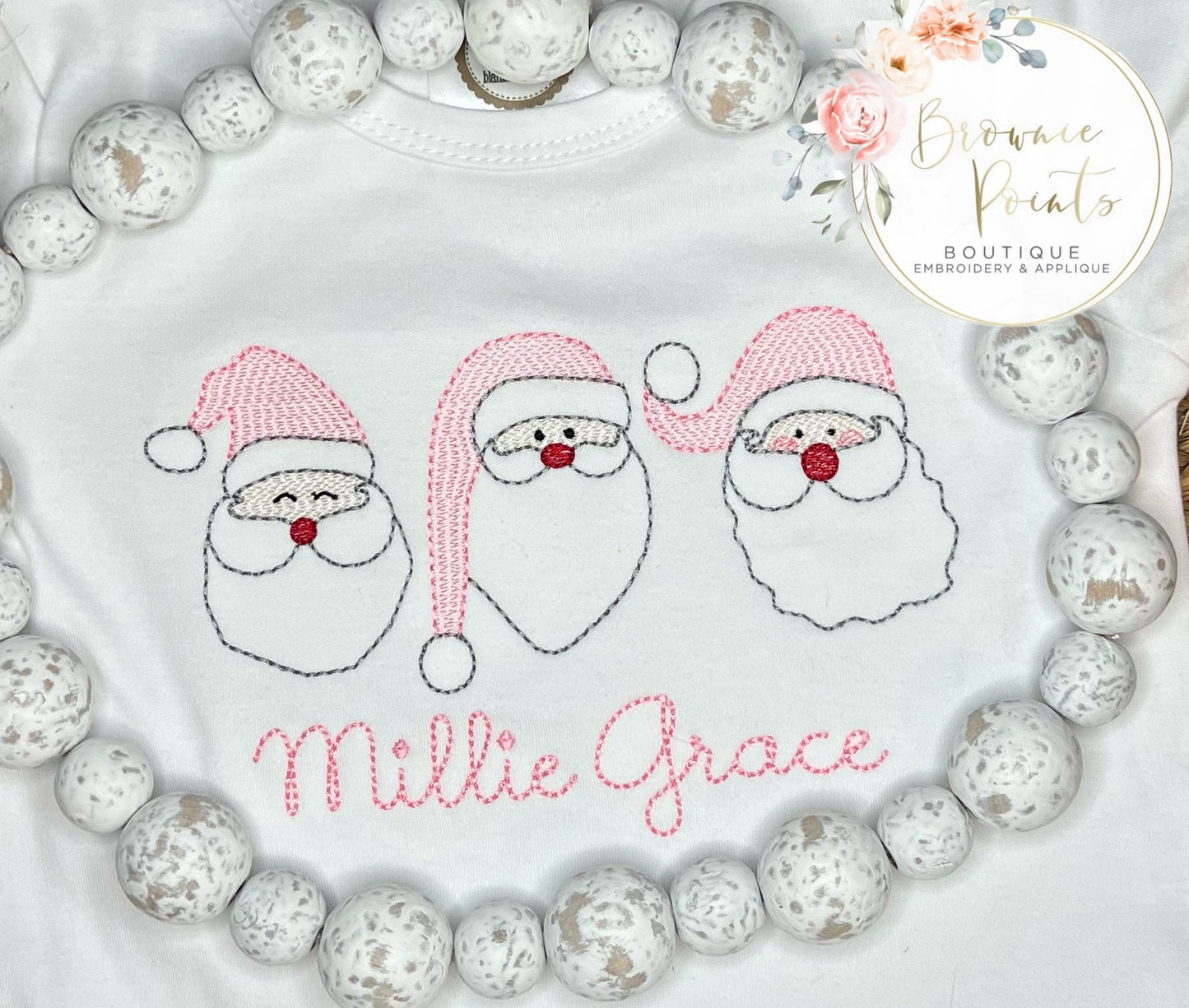 Christmas Pink Santa trio