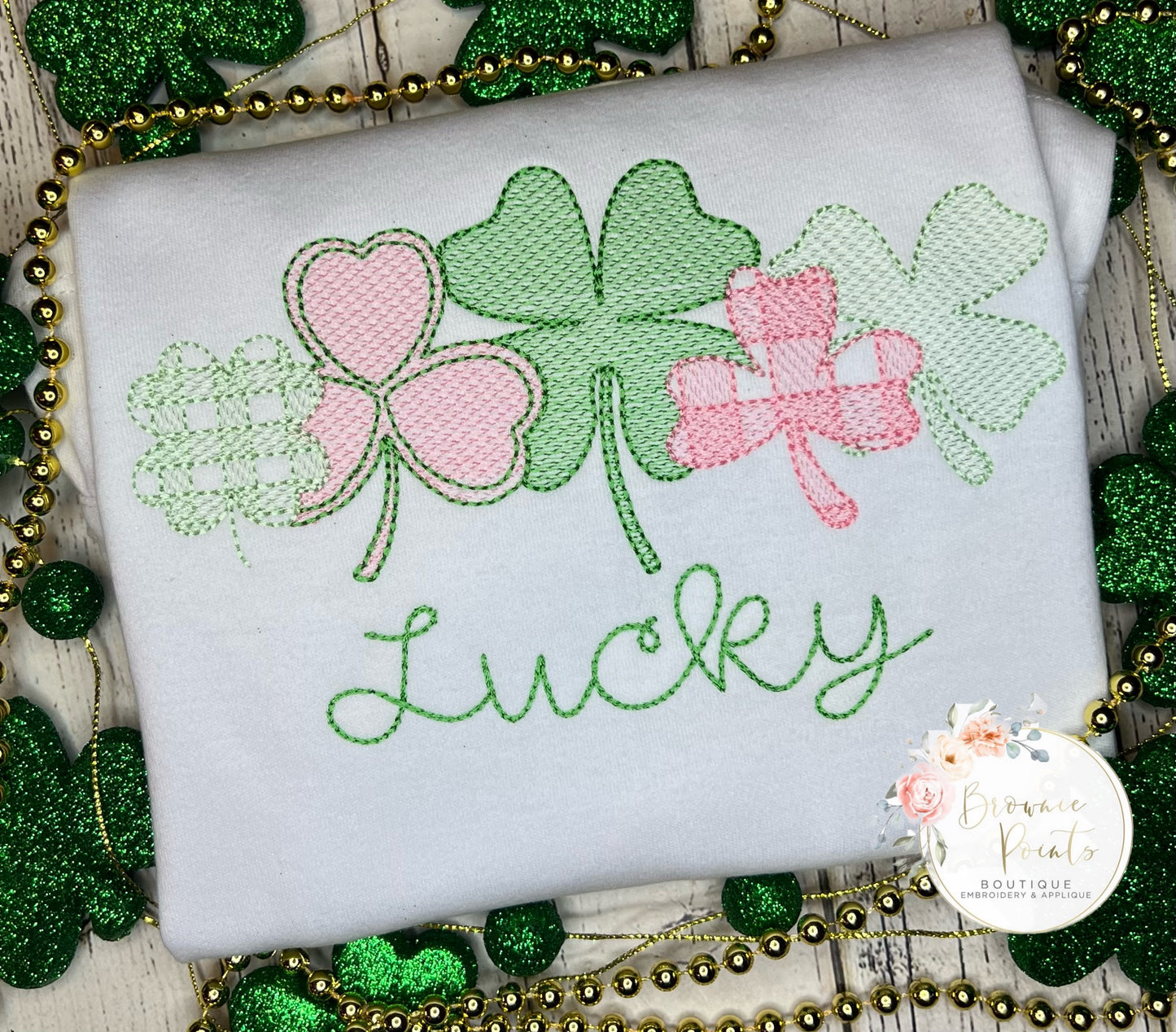 St Patrick’s day gingham shamrock patches