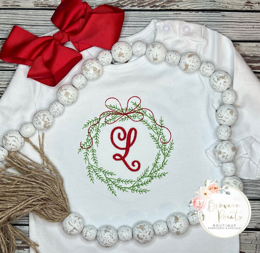 Christmas Farm house wreath with initial