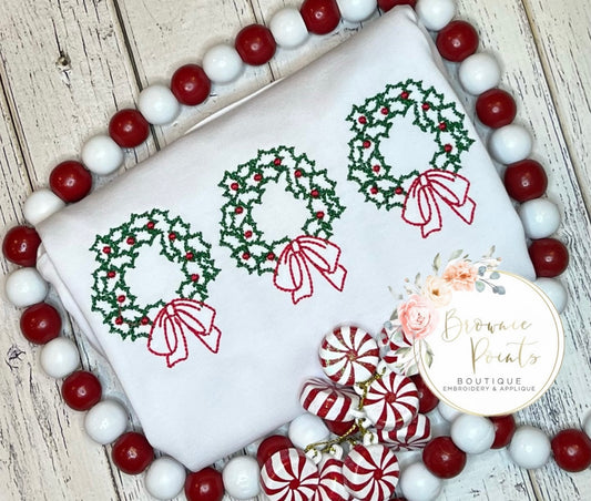 Christmas wreaths with red bow