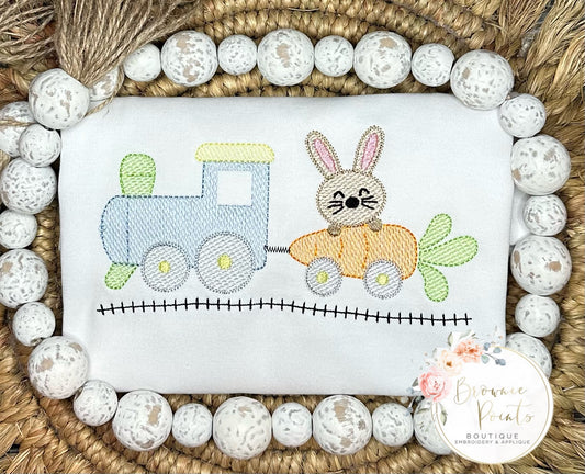 Easter Train with bunny embroidery