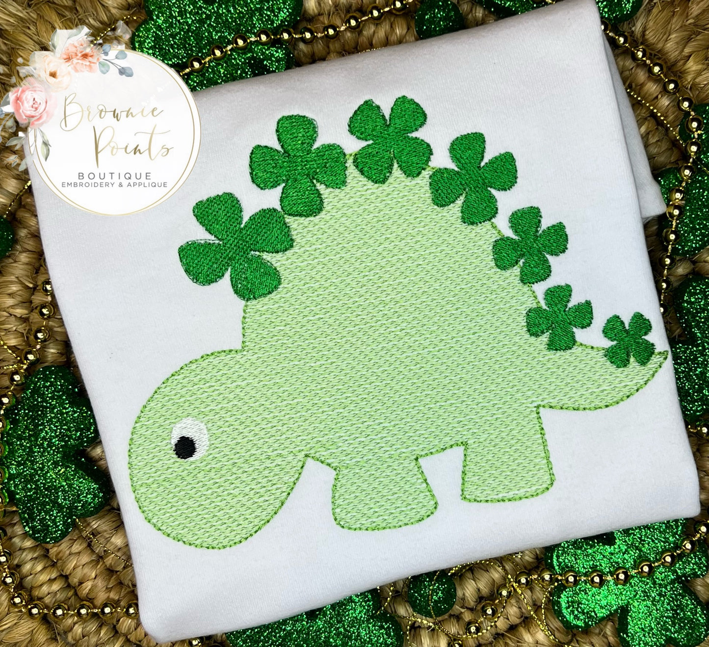 St.Patrick’s Day Stegosaurus embroidery