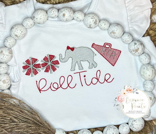 Roll tide trio embroidery