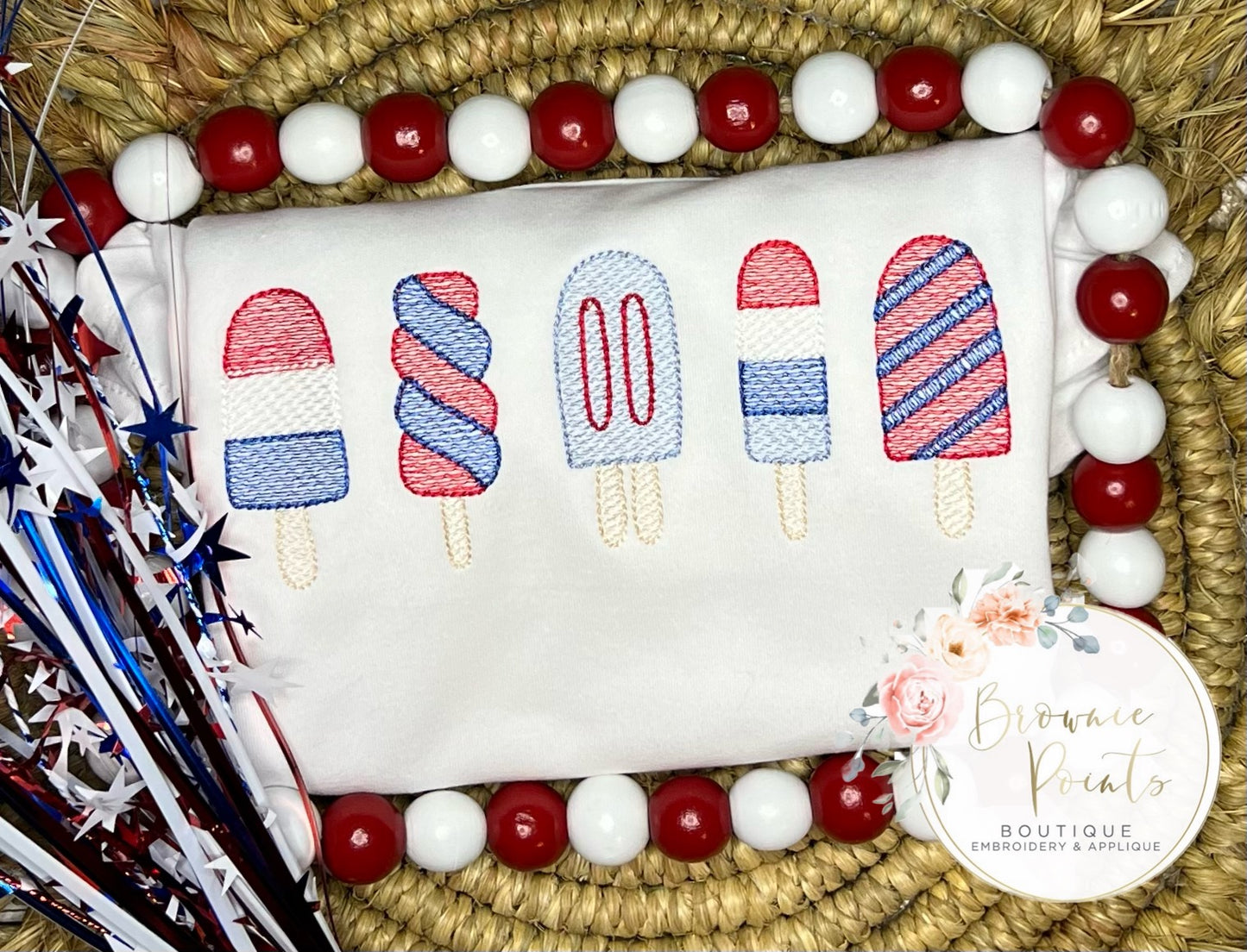 Patriotic popsicles embroidery