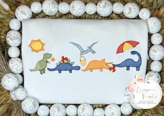 Beach Dinosaurs Embroidery