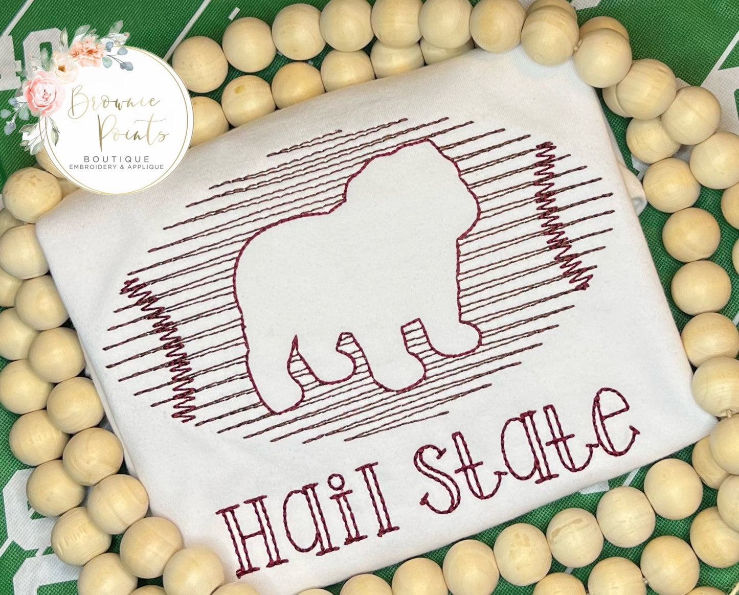 Hail State football sketch embroidery