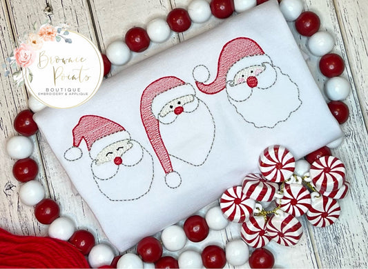 Red Santa trio embroidery