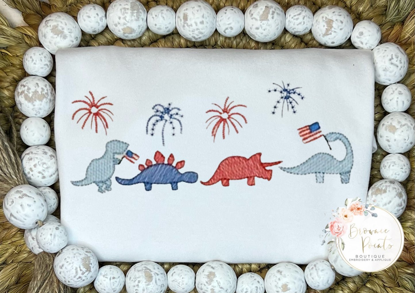 Patriotic Dinosaurs Embroidery