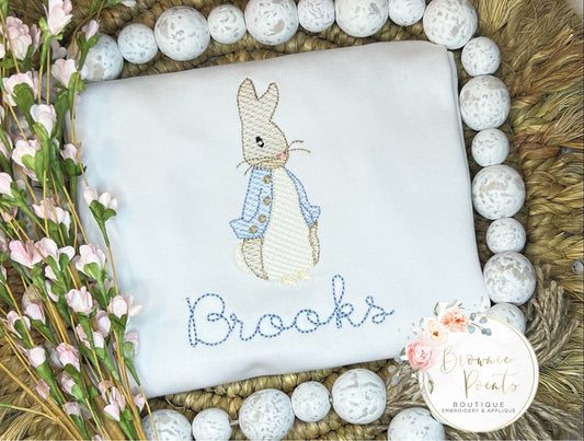 Peter Rabbit embroidery-blue