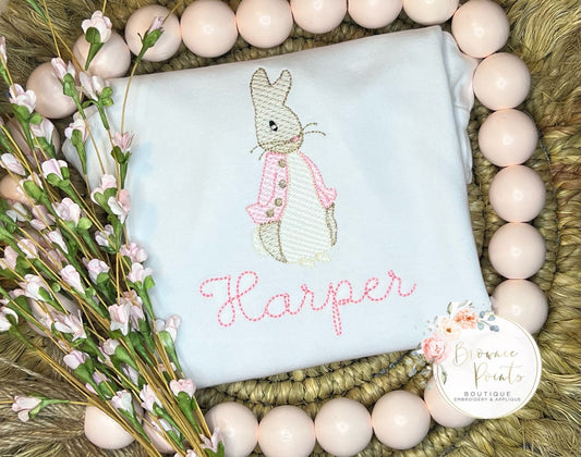 Peter Rabbit embroidery-pink