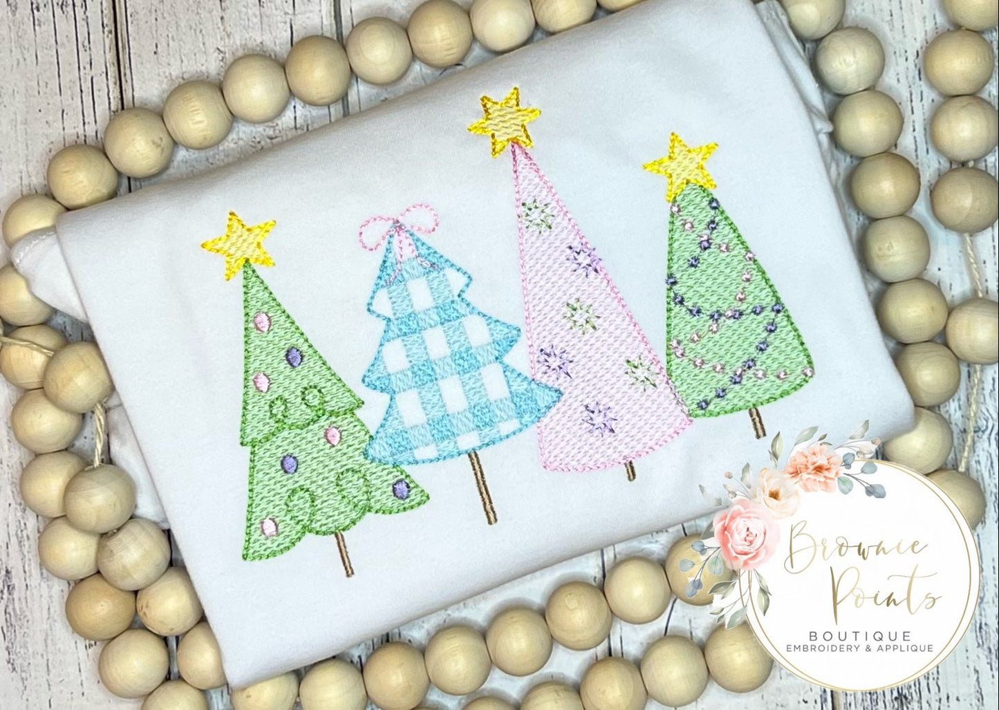 Whimsical Christmas Trees Embroidery