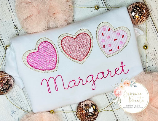 Heart Sugar Cookie trio sketch Embroidery